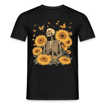 Fleurs squelettes - T-shirt homme - noir - Devant - AI Model Male 178 light (178cm)
