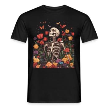 Fleurs squelettes - T-shirt homme - noir - Devant - AI Model Male 178 light (178cm)