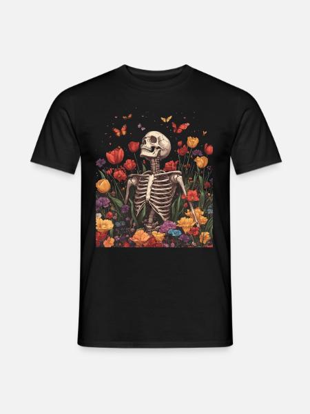 Skeleton Flowers - Men's T-Shirt - black