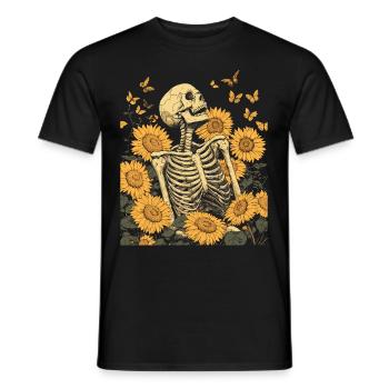 Fleurs squelettes - T-shirt homme - noir - Devant - AI Model Male 178 light (178cm)