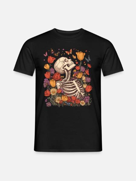 Skeleton Flowers - Men's T-Shirt - black