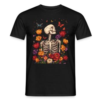 Fleurs squelettes - T-shirt homme - noir - Devant - AI Model Male 178 light (178cm)