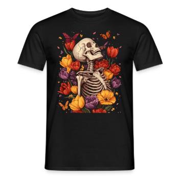 Fleurs squelettes - T-shirt homme - noir - Devant - AI Model Male 178 light (178cm)
