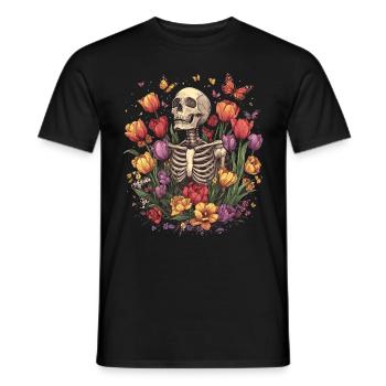 Fleurs squelettes - T-shirt homme - noir - Devant - AI Model Male 178 light (178cm)
