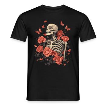 Fleurs squelettes - T-shirt homme - noir - Devant - AI Model Male 178 light (178cm)