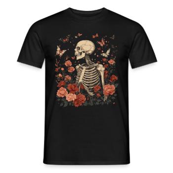 Fleurs squelettes - T-shirt homme - noir - Devant - AI Model Male 178 light (178cm)