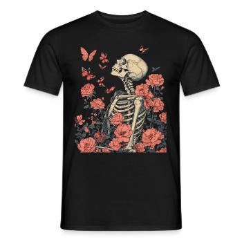 Fleurs squelettes - T-shirt homme - noir - Devant - AI Model Male 178 light (178cm)