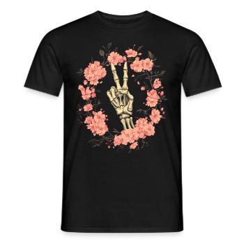 Skeleton Hand Peace Sign - Men's T-Shirt - black - Front - AI Model Male 178 light (178cm)
