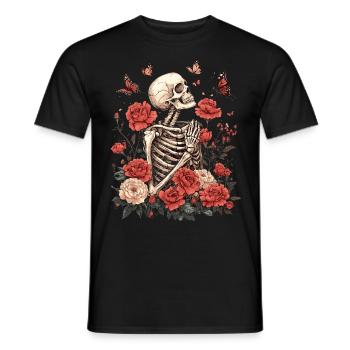 Fleurs squelettes - T-shirt homme - noir - Devant - AI Model Male 178 light (178cm)