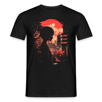Anime Girl Japan - Men's T-Shirt - black - Front - AI Model Male 178 light (178cm)