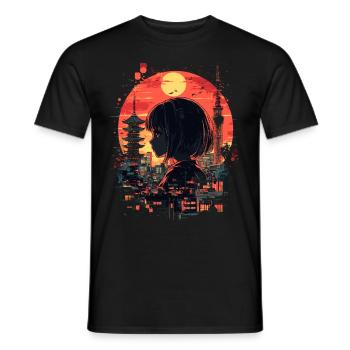 Anime Girl Japan - Men's T-Shirt - black - Front - AI Model Male 178 light (178cm)