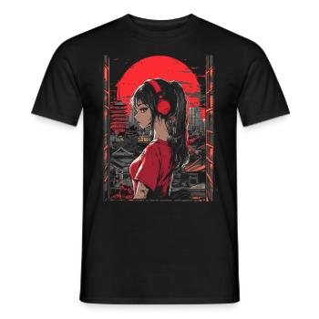 Anime Girl Japan - Men's T-Shirt - black - Front - AI Model Male 178 light (178cm)
