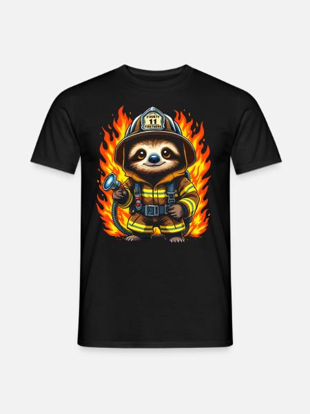 Feuerwehrmann Faultier - Männer T-Shirt - Schwarz