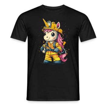 Feuerwehrmann Einhorn - Männer T-Shirt - Schwarz - Vorne - AI Model Male 178 light (178cm)