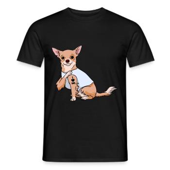 J’aime papa Tatouage Chihuahua Chien Fête des pères - T-shirt homme - noir - Devant - AI Model Male 178 light (178cm)