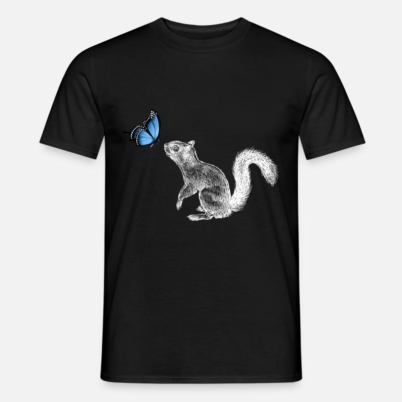 Eichhörnchen mit Schmetterling - Männer T-Shirt - Schwarz