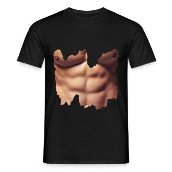 Fake Sixpack - Men's T-Shirt - black - Front - AI Model Male 178 light (178cm)