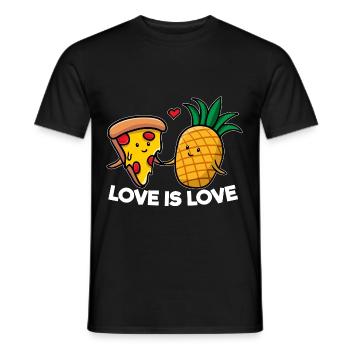 Love Is Love Pizza Ananas - Männer T-Shirt - Schwarz - Vorne - AI Model Male 178 light (178cm)