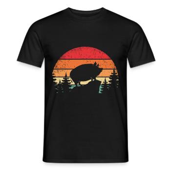Cochon rétro Cochon ventru de caca - T-shirt homme - noir - Devant - AI Model Male 178 light (178cm)