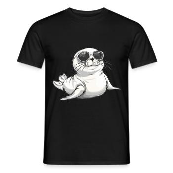 Cool seal avec des lunettes de soleil - T-shirt homme - noir - Devant - AI Model Male 178 light (178cm)