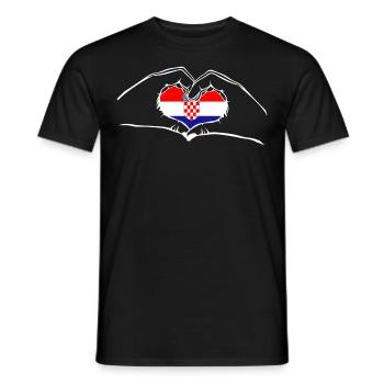 J’aime Croatie - coeur mains - T-shirt homme - noir - Devant - AI Model Male 178 light (178cm)