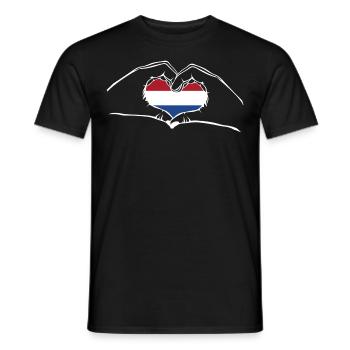 J’ai le cœur amour - Hollande - mains - T-shirt homme - noir - Devant - AI Model Male 178 light (178cm)