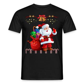 Père Noël avec des cadeaux - T-shirt homme - noir - Devant - AI Model Male 178 light (178cm)
