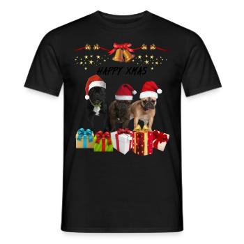 Noël - chiens et cadeaux - T-shirt homme - noir - Devant - AI Model Male 178 light (178cm)