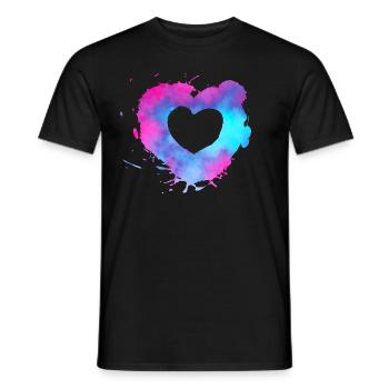 Watercolor heart with pink and light blue colors - Men's T-Shirt - black - Front - AI Model Male 178 light (178cm)