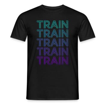 Train Railway Locomotive Retro - Men's T-Shirt - black - Front - AI Model Male 178 light (178cm)