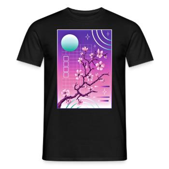 Vaporwave Aesthetic Kirschblüte Japan Japanese - Männer T-Shirt - Schwarz - Vorne - AI Model Male 178 light (178cm)
