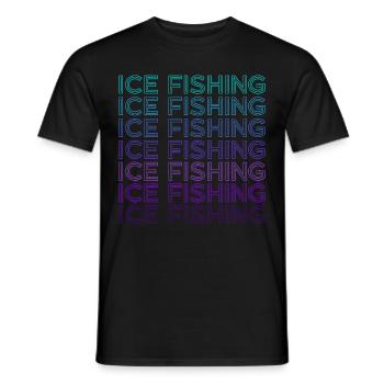 Eisfischen Fischer Retro - Männer T-Shirt - Schwarz - Vorne - AI Model Male 178 light (178cm)