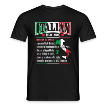 Italian dictionary Italy lovers - Men's T-Shirt - black - Front - AI Model Male 178 light (178cm)