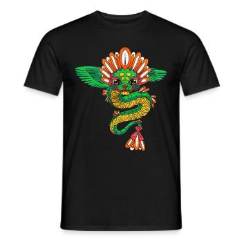 Quetzalcoatl Aztec Maya Feathered Snake - Men's T-Shirt - black - Front - AI Model Male 178 light (178cm)