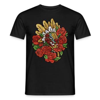 Quetzalcoatl Roses Ancient Aztec Serpent Maya - Men's T-Shirt - black - Front - AI Model Male 178 light (178cm)