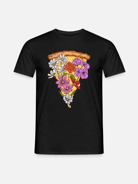 Pizzastück Blume Pizza Liebhaber - Männer T-Shirt - Schwarz