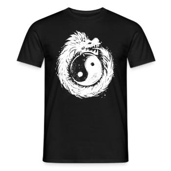 Quetzalcoatl Ouroboros Ying Yang Azteke - Männer T-Shirt - Schwarz - Vorne - AI Model Male 178 light (178cm)
