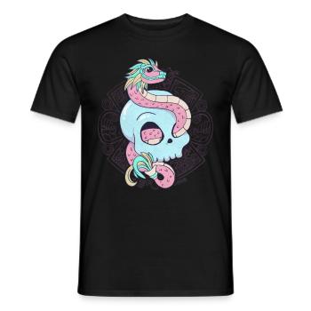 Quetzalcoatl Skull Aztec Feathered Snake Ma - Men's T-Shirt - black - Front - AI Model Male 178 light (178cm)