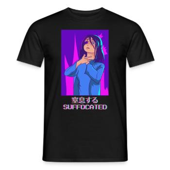 Emo Anime Girl Vaporwave Aesthetically Suffocated Ges - Men's T-Shirt - black - Front - AI Model Male 178 light (178cm)