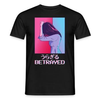 Emo Anime Girl Vaporwave Aesthetics Cheated Gesch - Men's T-Shirt - black - Front - AI Model Male 178 light (178cm)