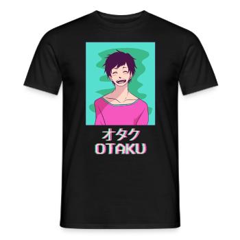 Otaku Anime Young Japanese Vaporwave Aesthetic - Men's T-Shirt - black - Front - AI Model Male 178 light (178cm)