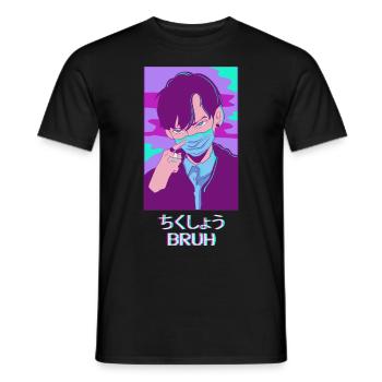 Anime Boy Bruh Japanese Vaporwave Aesthetic Ge - Men's T-Shirt - black - Front - AI Model Male 178 light (178cm)