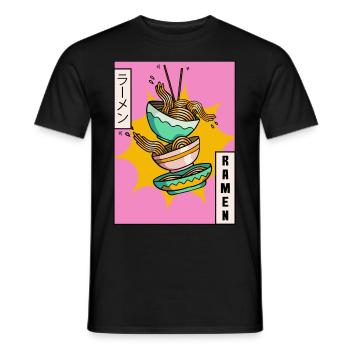 Ramen-Nudeln Japanische Vaporwave Ästhetisches Ges - Männer T-Shirt - Schwarz - Vorne - AI Model Male 178 light (178cm)