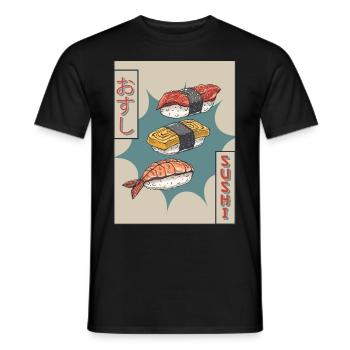 Sushi Japonais Vaporwave Cadeau Esthétique - T-shirt homme - noir - Devant - AI Model Male 178 light (178cm)