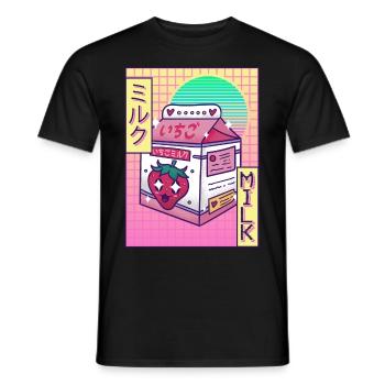 Kawaii Strawberry Milk Vaporwave Ästhetisches Gesc - Männer T-Shirt - Schwarz - Vorne - AI Model Male 178 light (178cm)