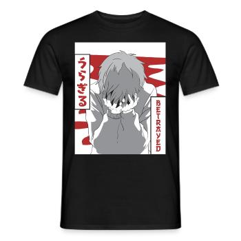 Emo Anime Young Vaporwave Aesthetic Betrayed Ge - Men's T-Shirt - black - Front - AI Model Male 178 light (178cm)