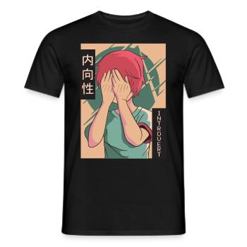 Anime introverti Jeune Vaporwave Esthétique - T-shirt homme - noir - Devant - AI Model Male 178 light (178cm)
