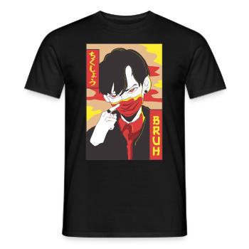 Anime Boy Bruh Japanese Vaporwave Aesthetic Ge - Men's T-Shirt - black - Front - AI Model Male 178 light (178cm)