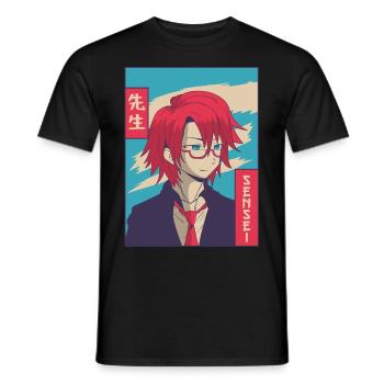 Sensei Anime Boy Japanese Vaporwave Aesthetic - Men's T-Shirt - black - Front - AI Model Male 178 light (178cm)