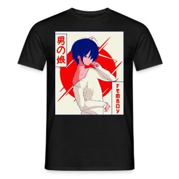 Femboy Anime Junge Vaporwave Ästhetisches Geschenk - Männer T-Shirt - Schwarz - Vorne - AI Model Male 178 light (178cm)